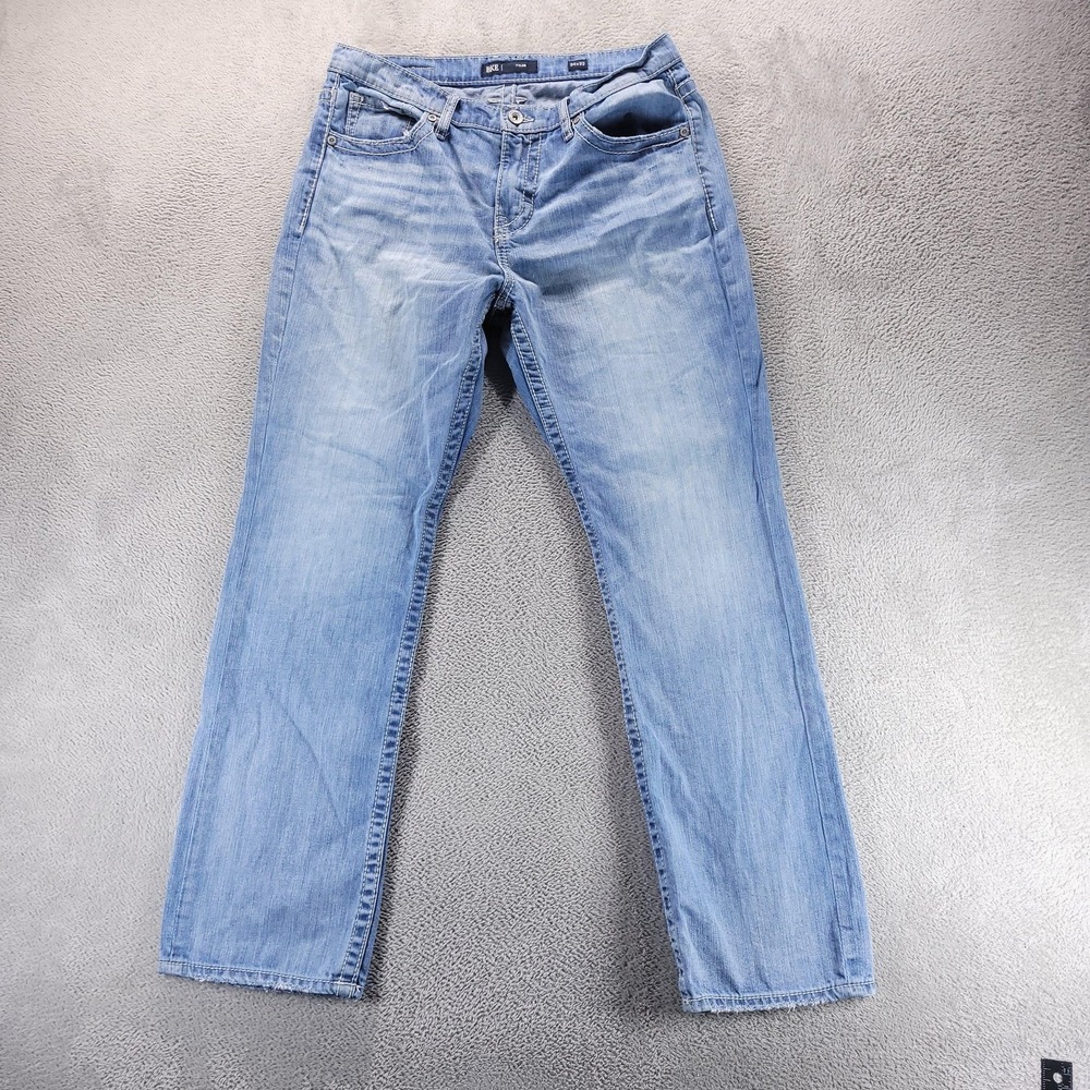 BKE Tyler Jeans Mens 34x32 Blue Regular Straight Light Wash Denim Casual